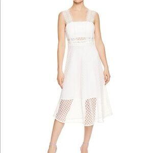 Elegant Sandro White Lace Midi Dress